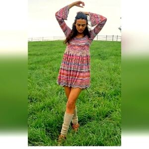 Free People Pink and Purple Mini Dress